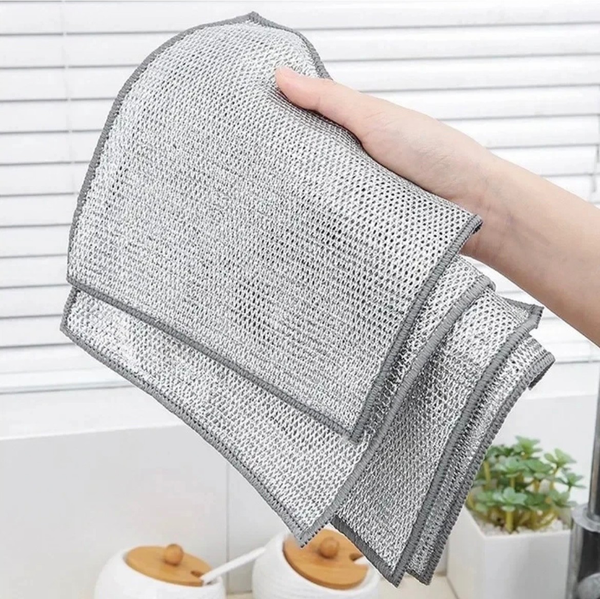 3/6/12 Pcs Multifunctional Non-Scratch Mesh Wire Dish Washing Cleaning Cloth Rag gallery