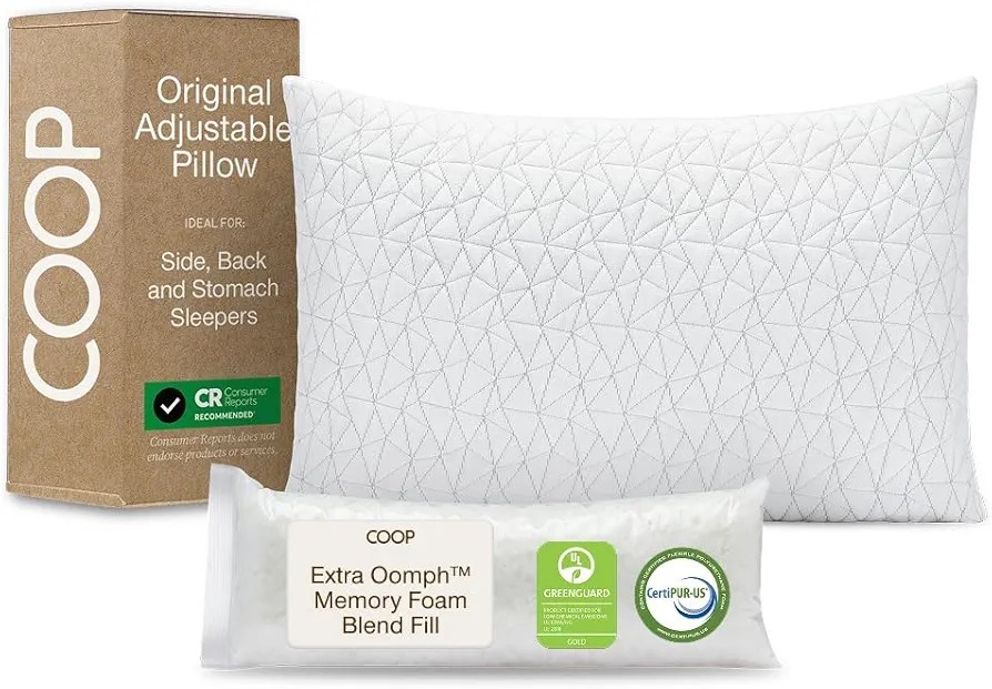 Coop Home Goods Shredded Hypoallergenic Certipur Memory Foam Pillow - Queen Size gallery