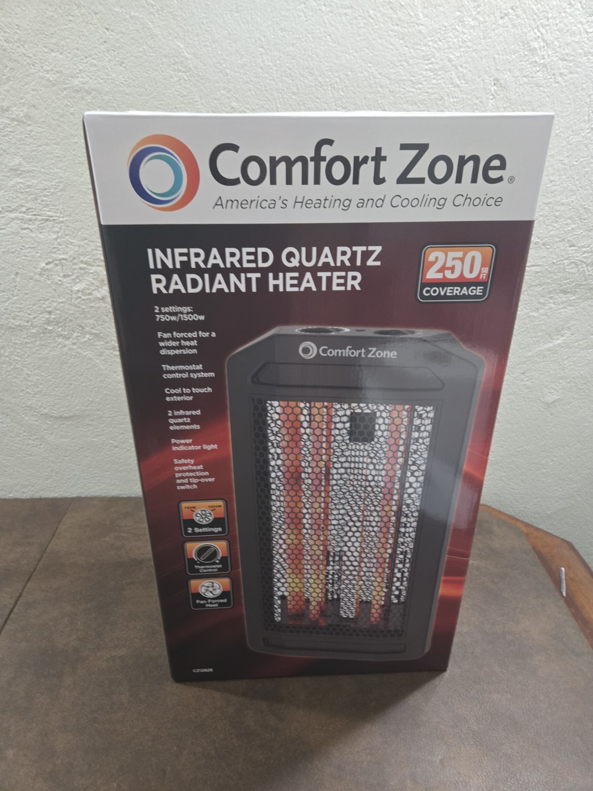 Comfort Zone Infrared Quartz Radiant Heater Adjustable Thermostat Fan Forced gallery