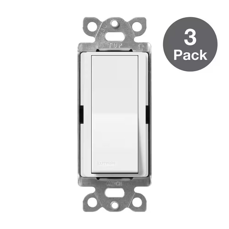 Claro On/Off Switch, 15-Amp/Single-Pole, White (CA-1PS-WH-3) (3-Pack) gallery