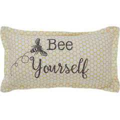 Buzzy Bees Yellow Antique White Grey Bee Yourself 7 In. X 13 In. Throw Pillow