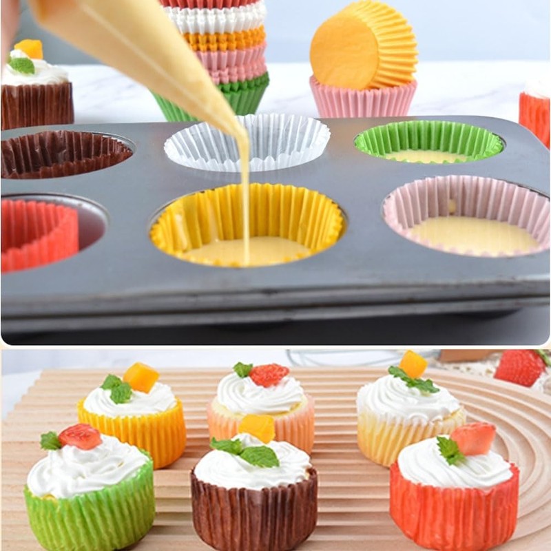 Rainbow Standard Cupcake Liners 400 Count Colorful Paper Baking Cups Disposab... gallery