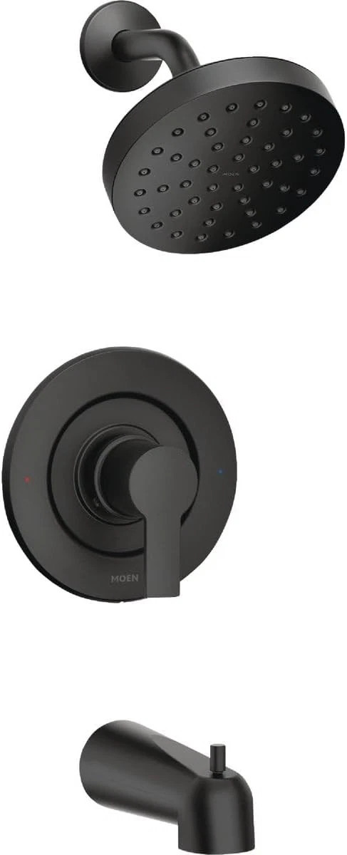 Moen Rinza 82628BL Matte Black Bathroom Shower Head, Handle Faucet Kit Set gallery