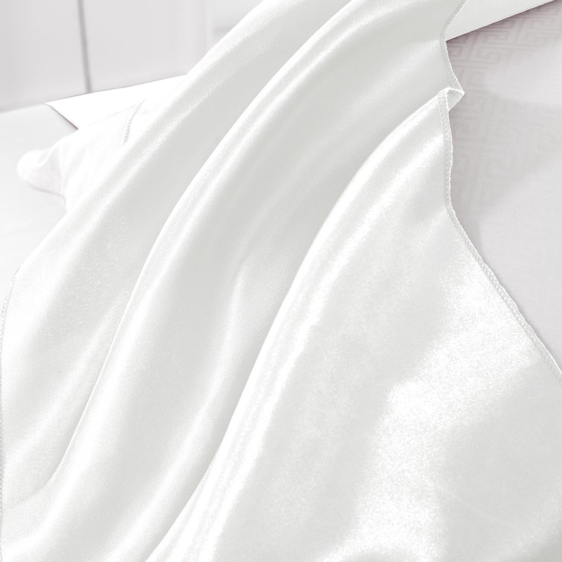 2 Pack 12x108 Inch White Rectangular Smooth Satin Silk Table Runner Wedding gallery