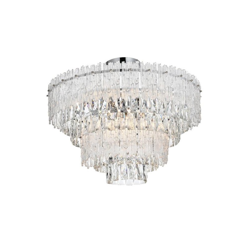 Crystal Chandelier Flush Mount Chrome Living Dining Room Foyer Light Fixture 25" gallery