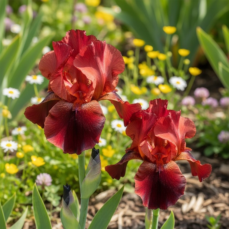 50 Red Bearded Iris Flower Seeds – Deep Burgundy Ruffled Blooms gallery