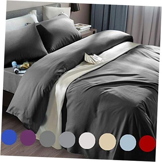Bed Sheet Set Super Soft Microfiber 1800 Thread Count Luxury Queen Dark Grey