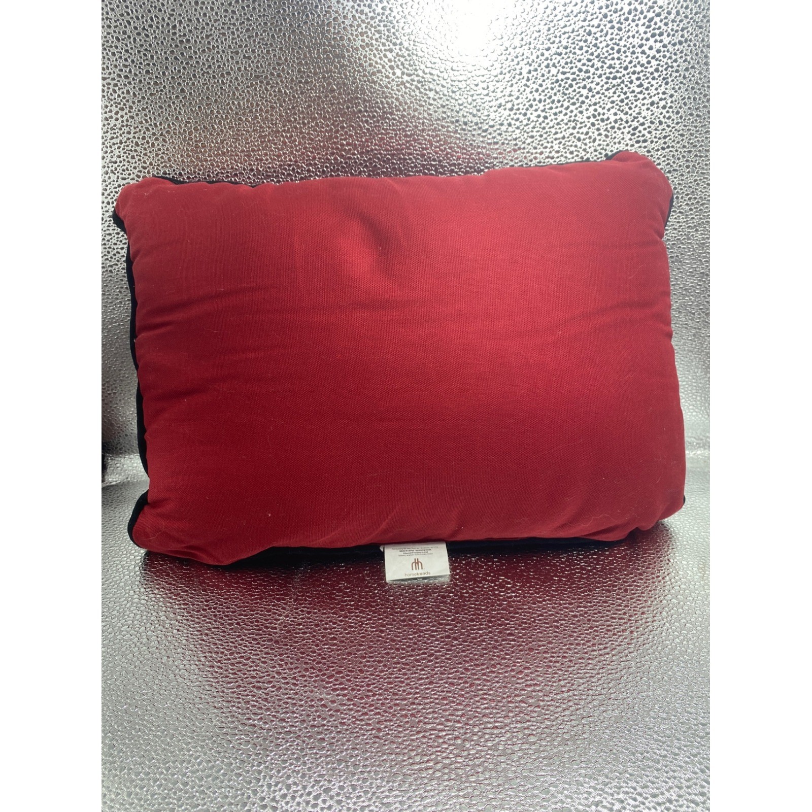 Red Black Chevron Embroidered Lumbar Throw Pillow Piped Edge Geometric Accent gallery