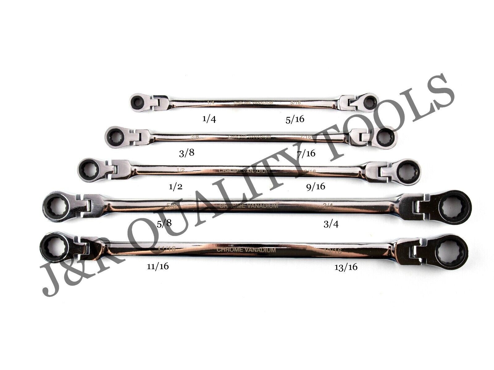 VCT 5PC Double Box End Spline Ratcheting Wrench | SAE 1/4" - 13/16 Flexible Head gallery