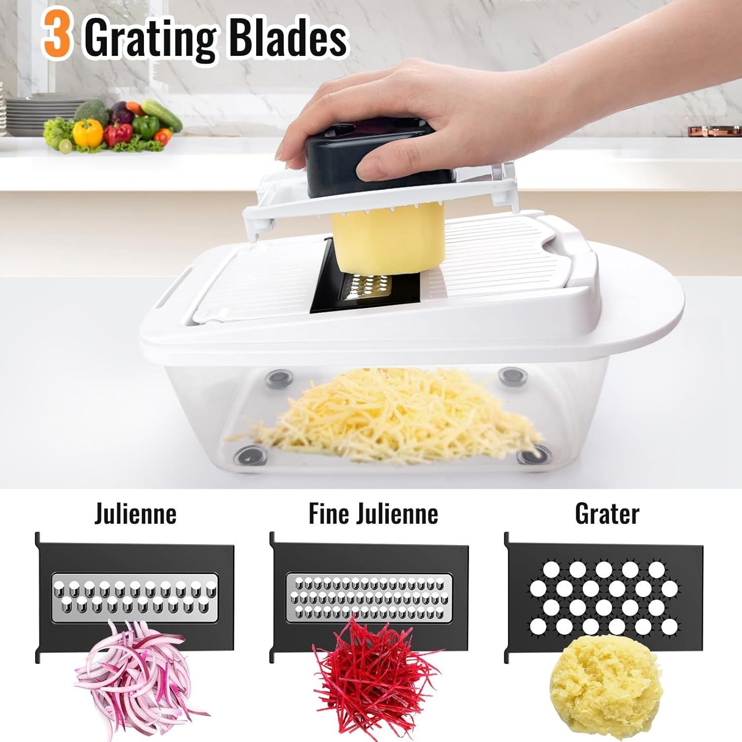 8 Blade All-in-1 Vegetable Chopper Mandoline Slicer with Container, Food Chopper gallery