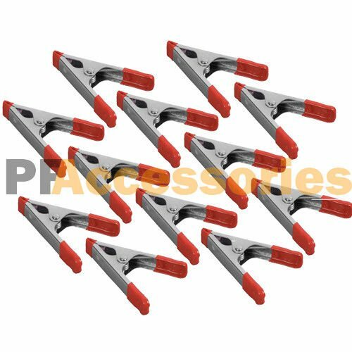 12x 4" inch Metal Spring Clamps w/ Rubber Tips Tool 12 Pcs Lot Steel Red gallery