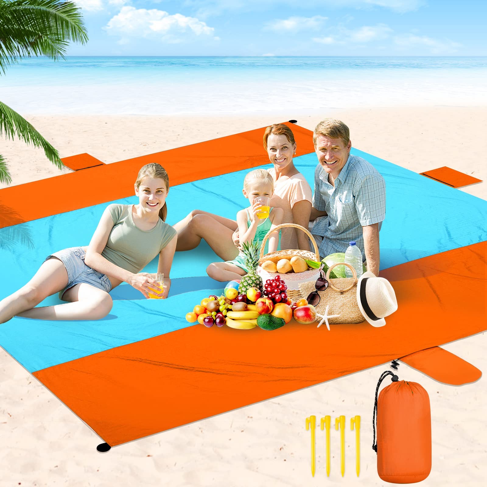 Oversized Waterproof Beach Blanket 10x9ft Quick Dry Sandproof Mat for Outdoors gallery