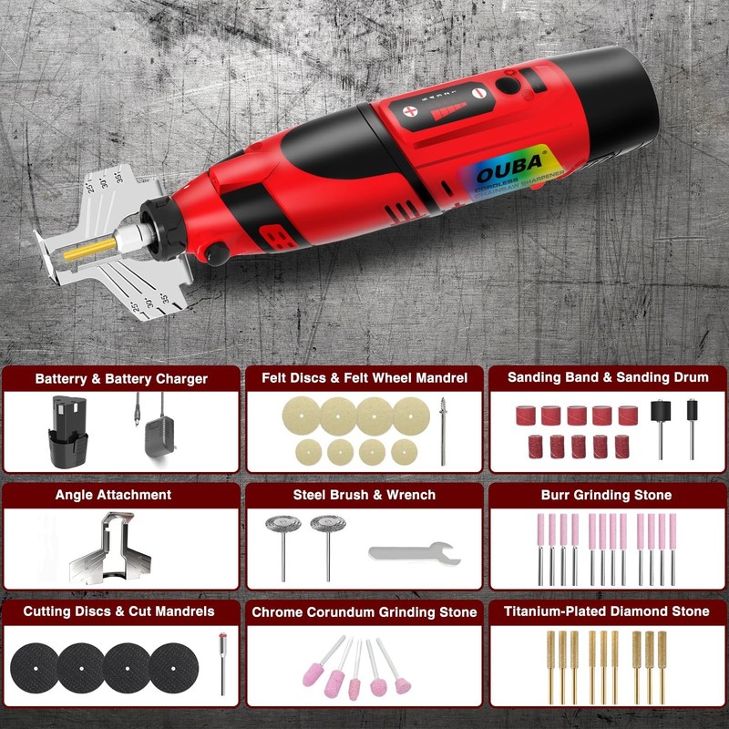 Cordless Chainsaw Sharpener Kit, 12V Battery, 54 PCS Rotary Tool Set Grinder gallery