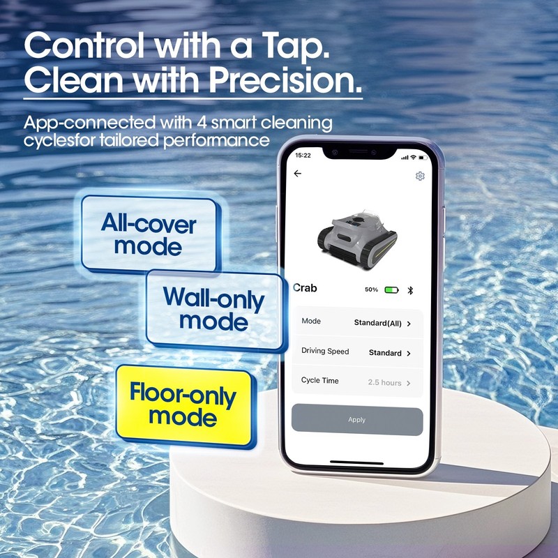 Seauto SAT30 Robotic Pool Cleaner 180 Min Runtime Wall Cleaning APP Support Gary gallery