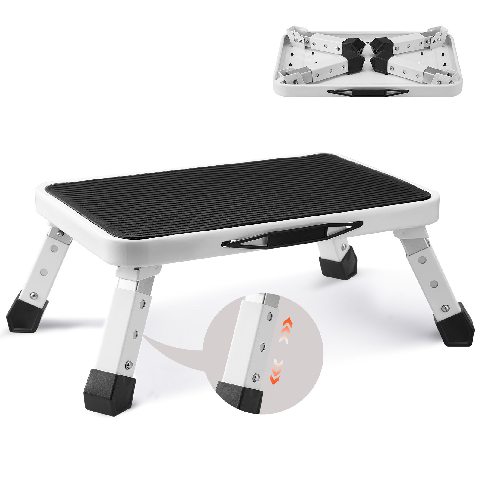 VEVOR Step Stool Ladder Foldable 3 Adjustable Height Max Load 330lbs for Home gallery