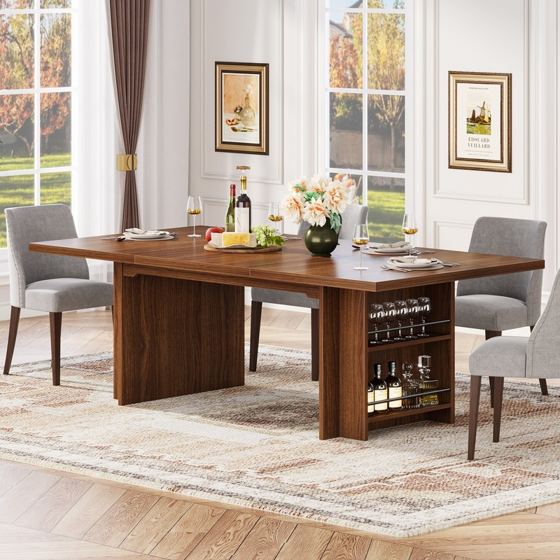 63" Rectangular Dining Table with Storage, Wood Dinner Kitchen Table for 4 to 6 gallery