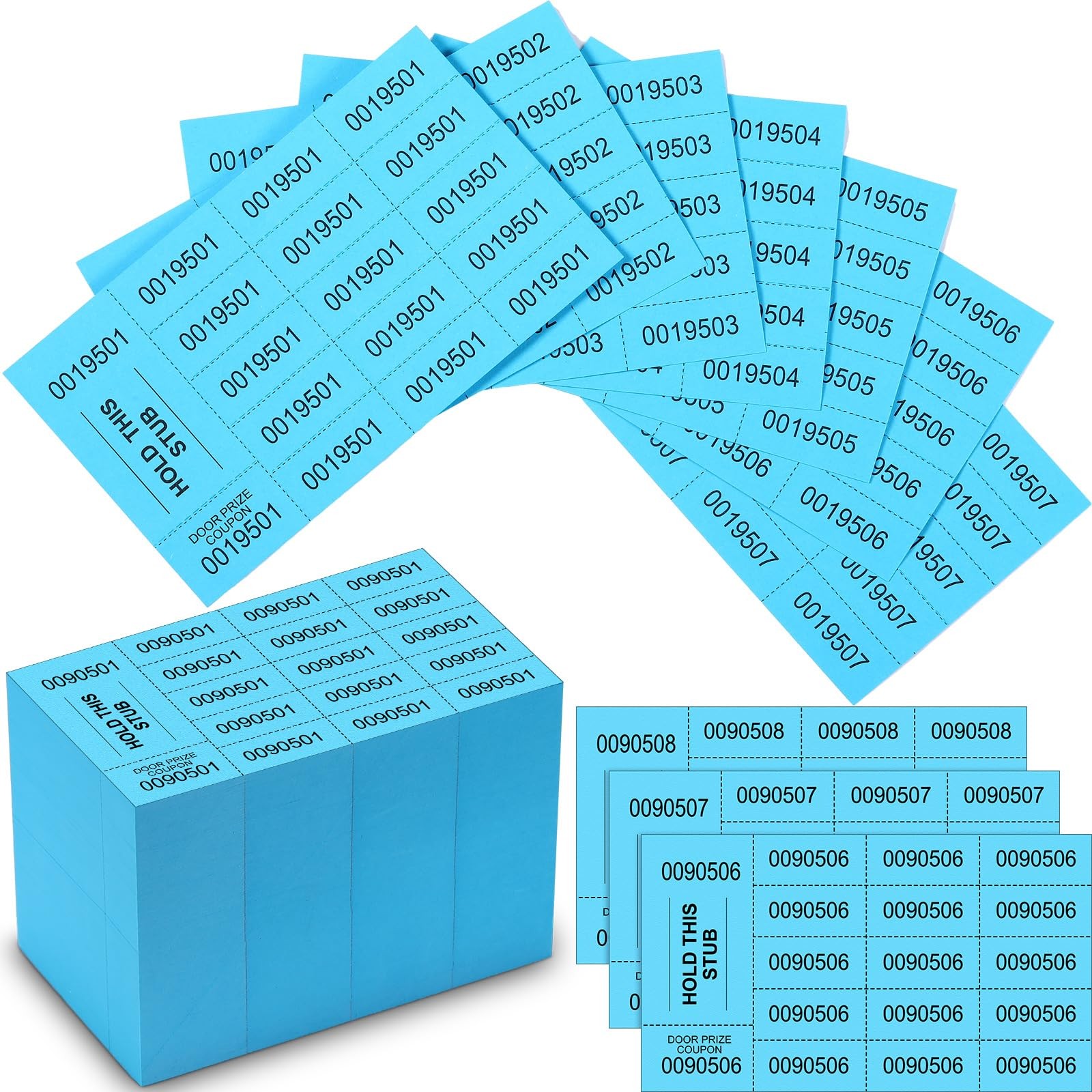 1000 Sheets Raffle Tickets Lake Blue Chinese Auction 15 Bid Numbers Per Sheet gallery