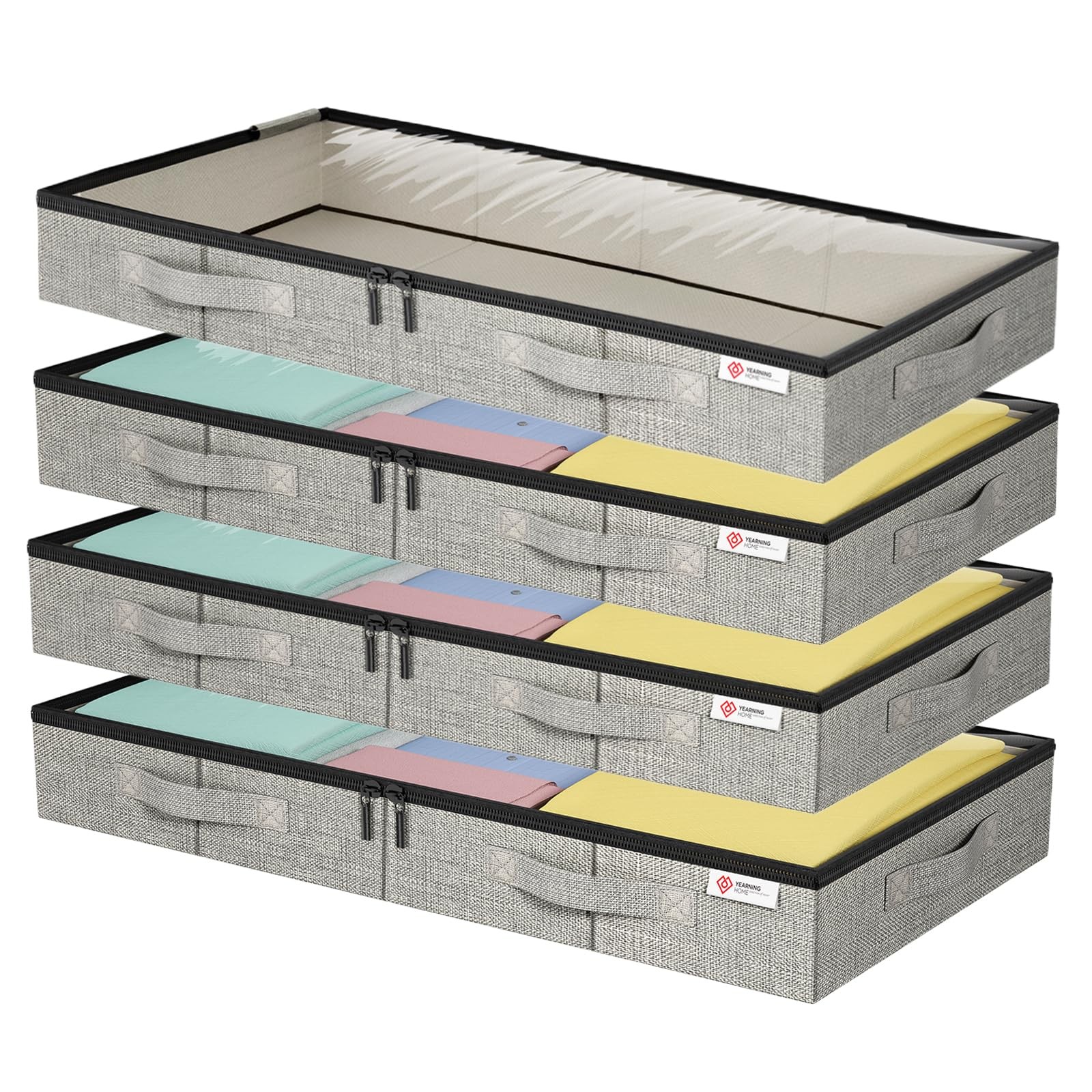 4.5 Inches Under Bed Storage Containers with Sturdy Sidewalls/Bottom and Rein... gallery