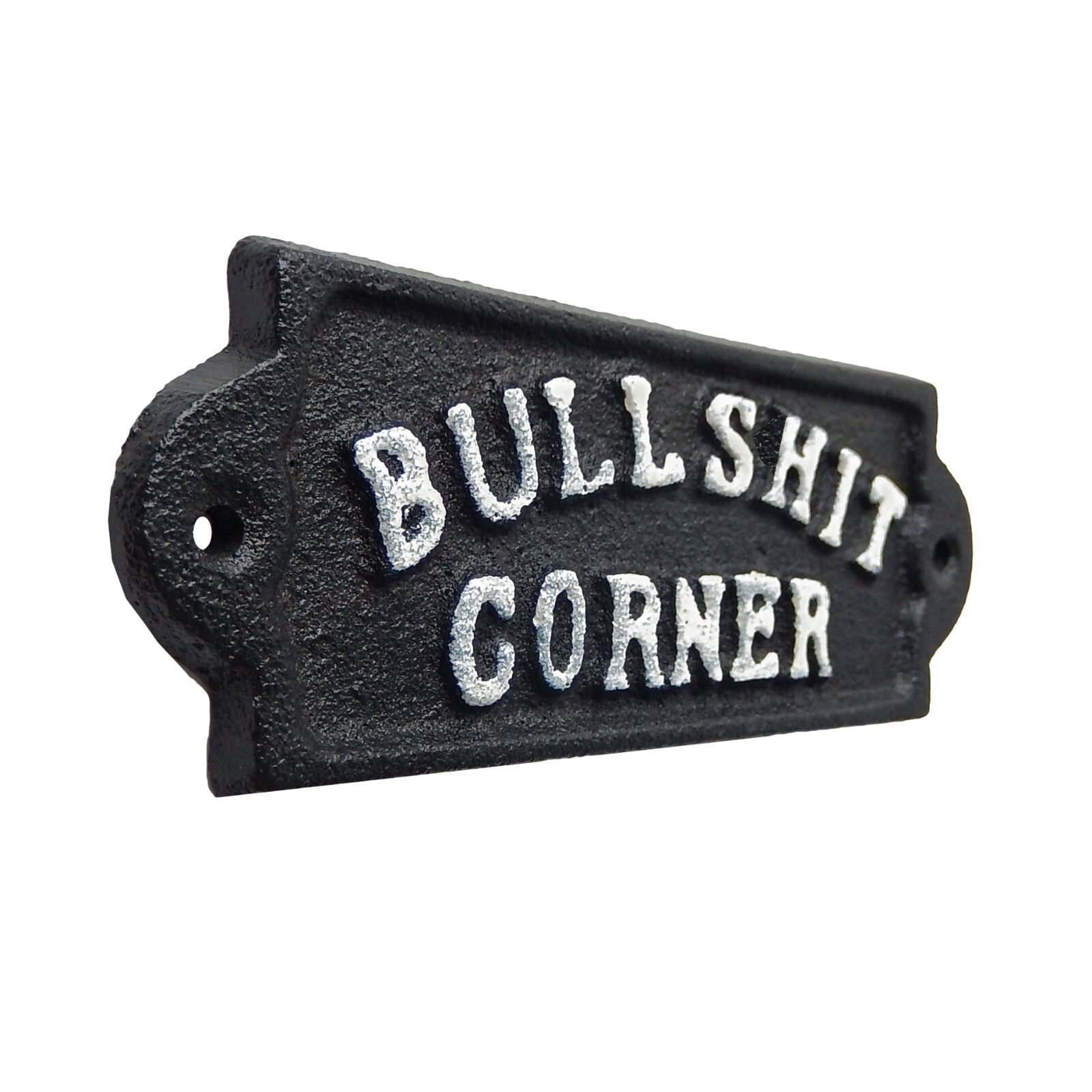 Cast Iron Bullshit Corner Sign Man Cave Wall Decor Plaque Embossed Black & White gallery