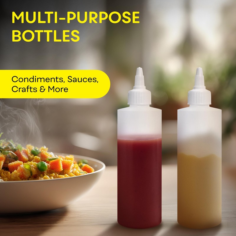 Squeeze Bottles, 4 OZ Empty Squirt Bottle with Twist Top Cap, Leak Proof 4 PACK gallery