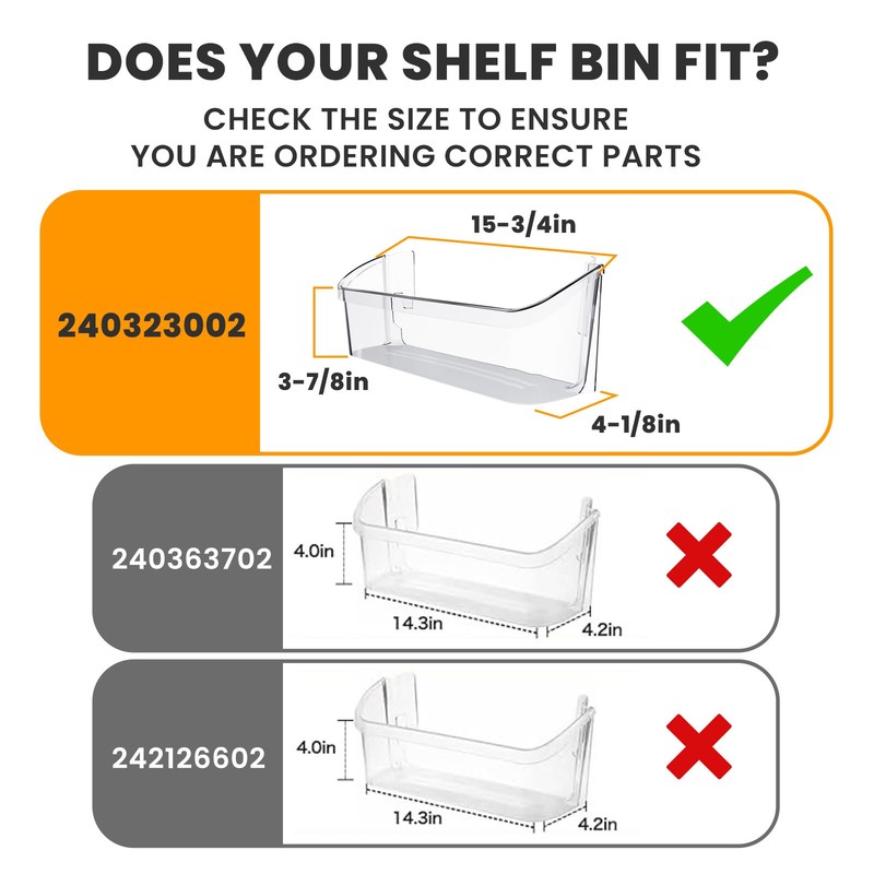 Compatible with Frigidaire Refrigerator 240323002 Door Bin Shelf Clear gallery