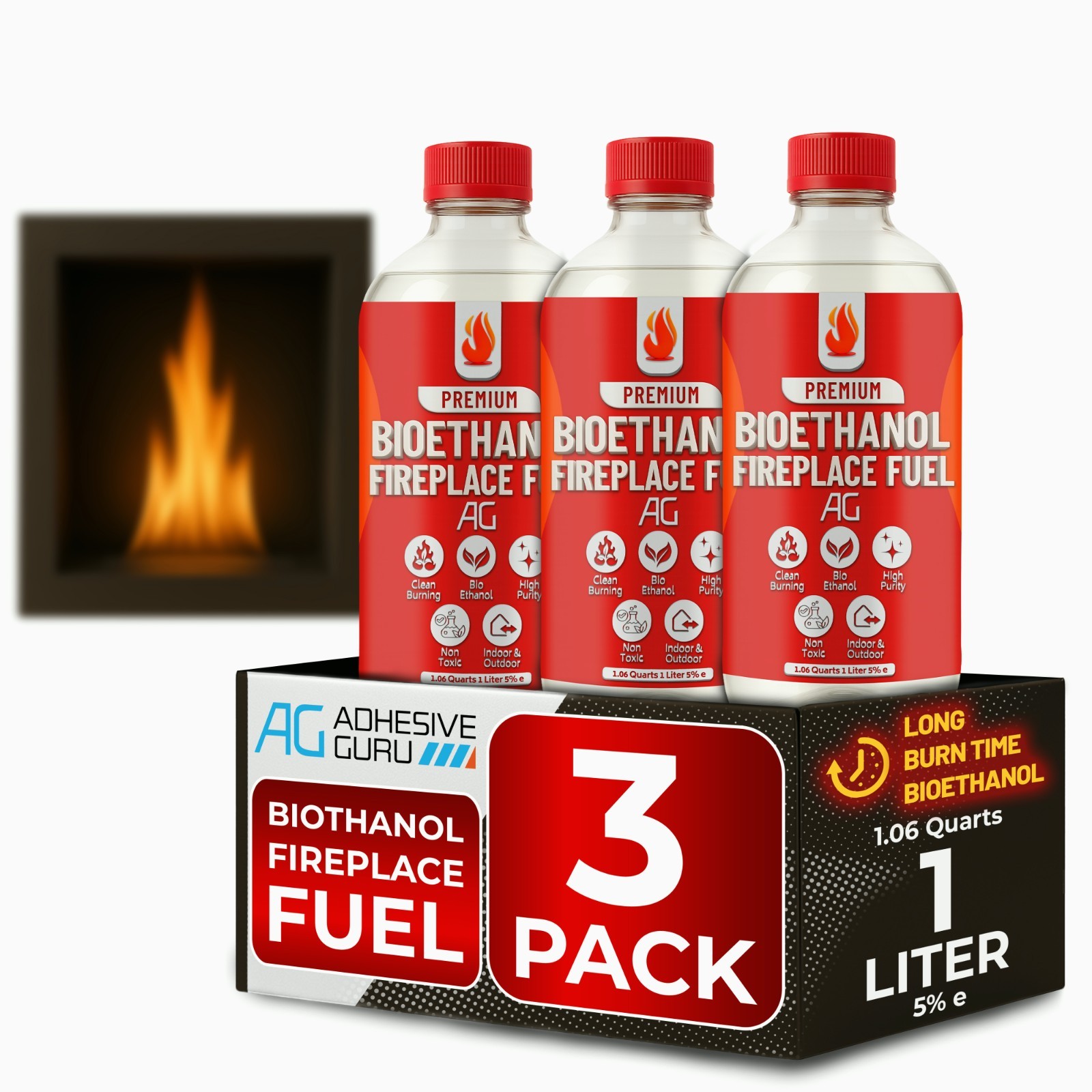 Bio Ethanol Fireplace Fuel (3x1 L) For Tabletop Fires, Stoves,Versatile Clean gallery
