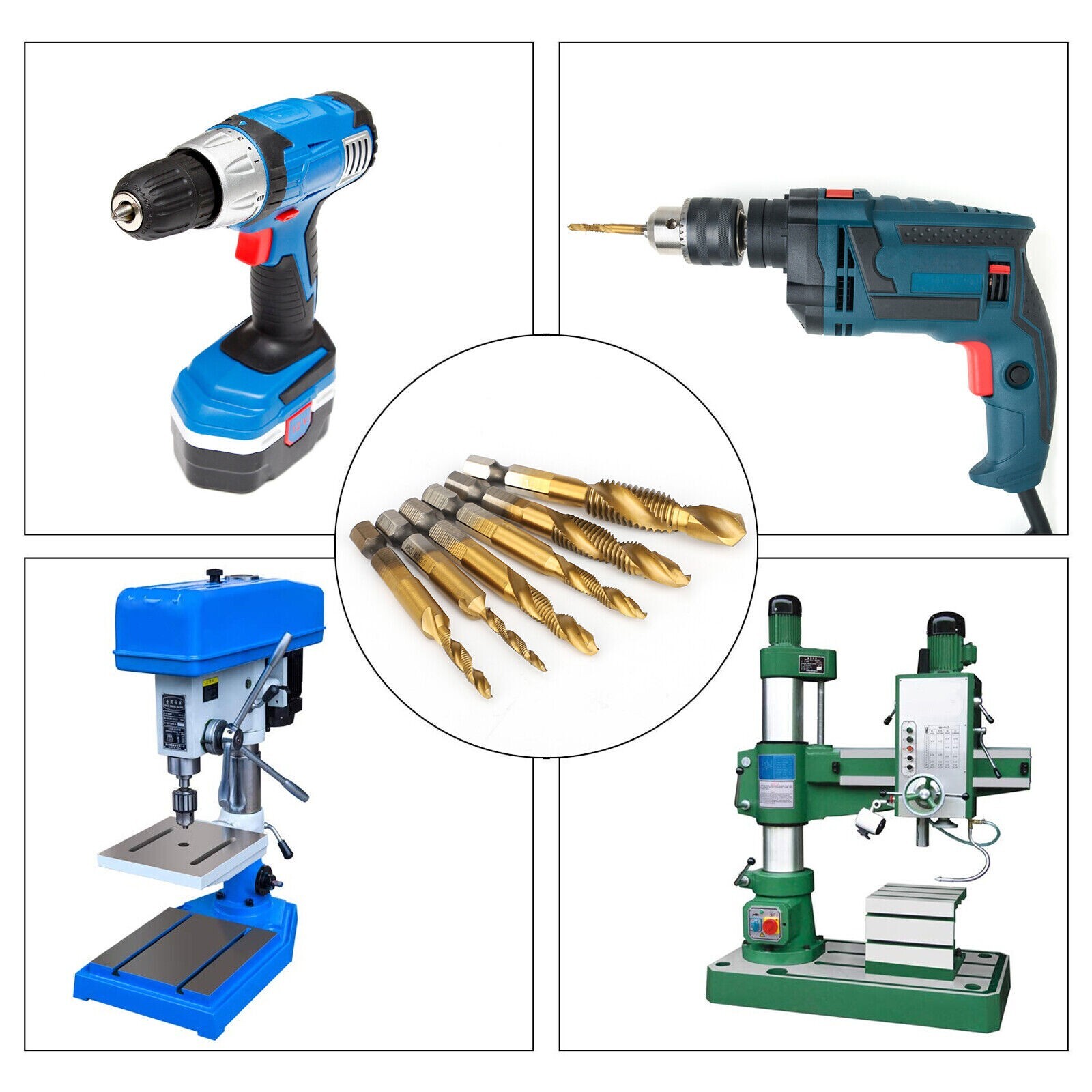 12Pcs 1/4in Hex Shank HSS Screw Thread Countersink Tap Drill Bit Combination Set gallery