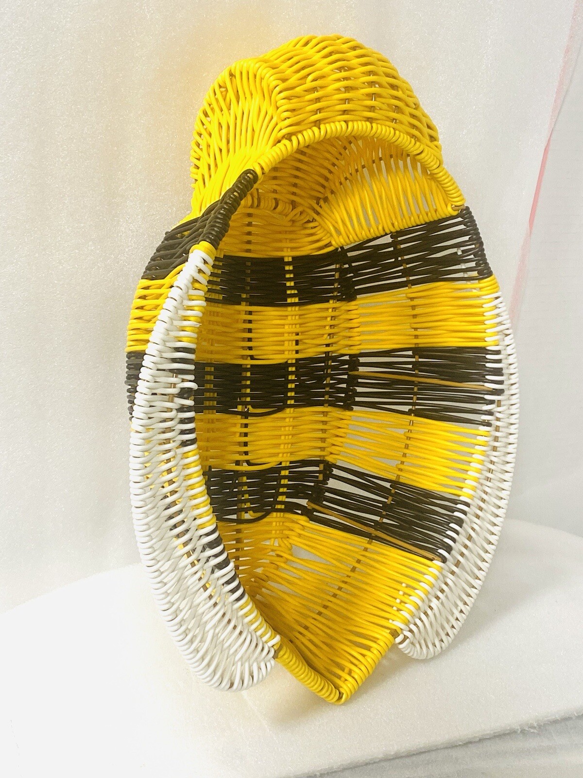 Bee Wicker Basket Ciroa NEW Plastic Resin 13x11.5” Bumble Yellow Black gallery