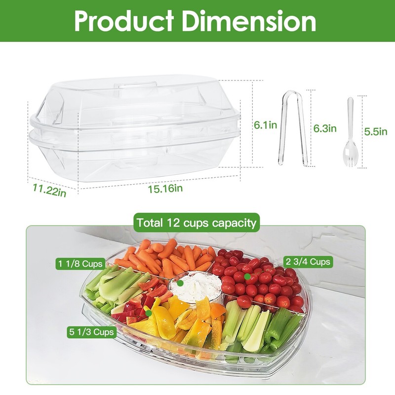 Fruit Ice Serving Tray - Chilled Veggie Tray Shrimp Cocktail Serving Dish w/ Lid gallery