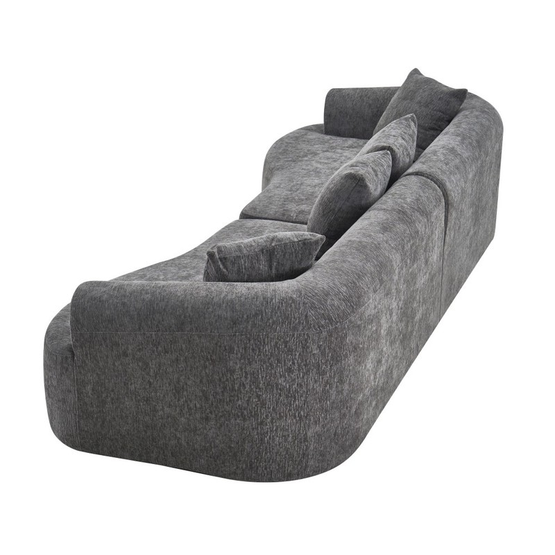 Curved Boneless Sofa,Compression Modular 108'' Sectional,Grey High-Density gallery