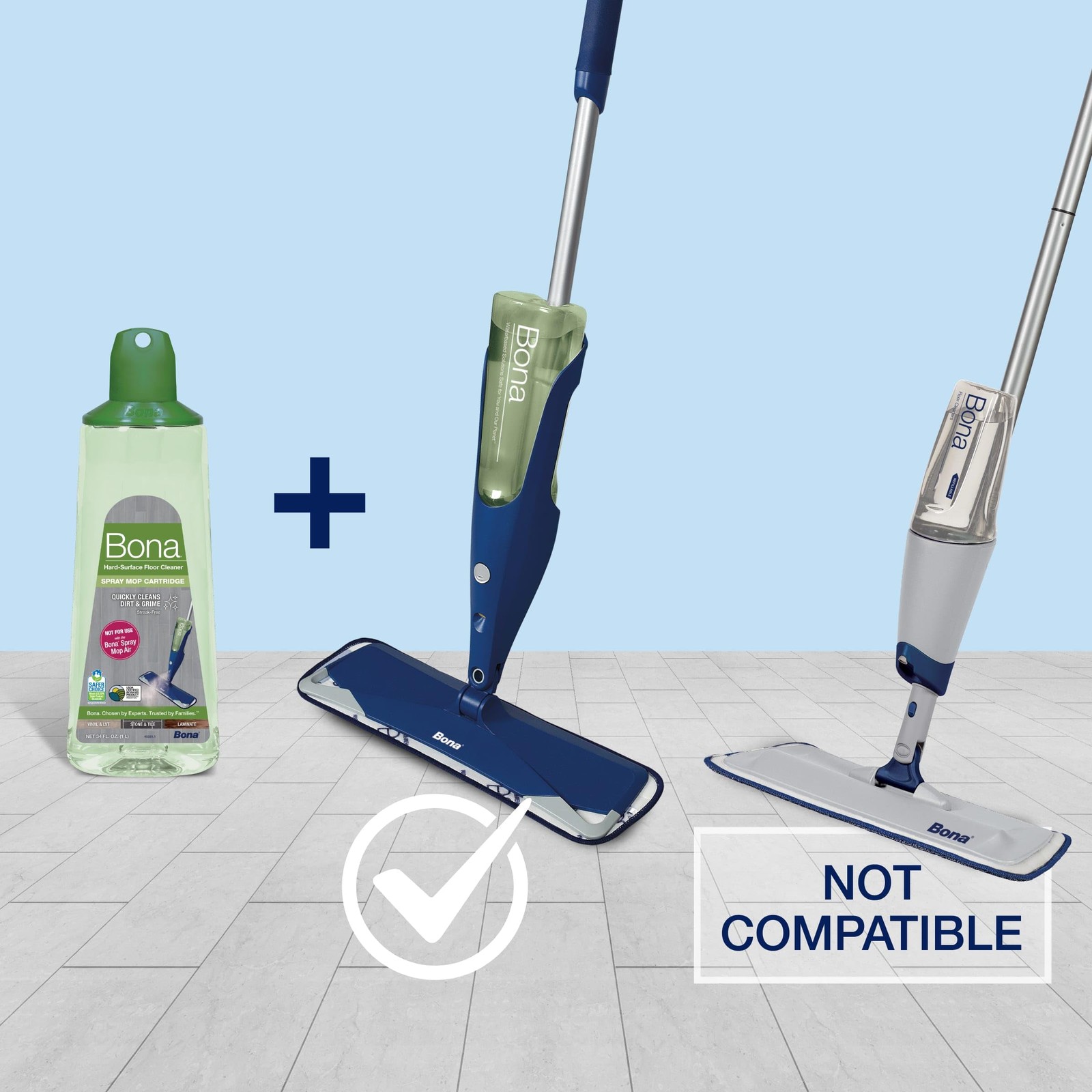 Bona Multi-Surface Hard Floor Cleaner Spray Mop 34 Fl Oz (Pack of 1), Green gallery