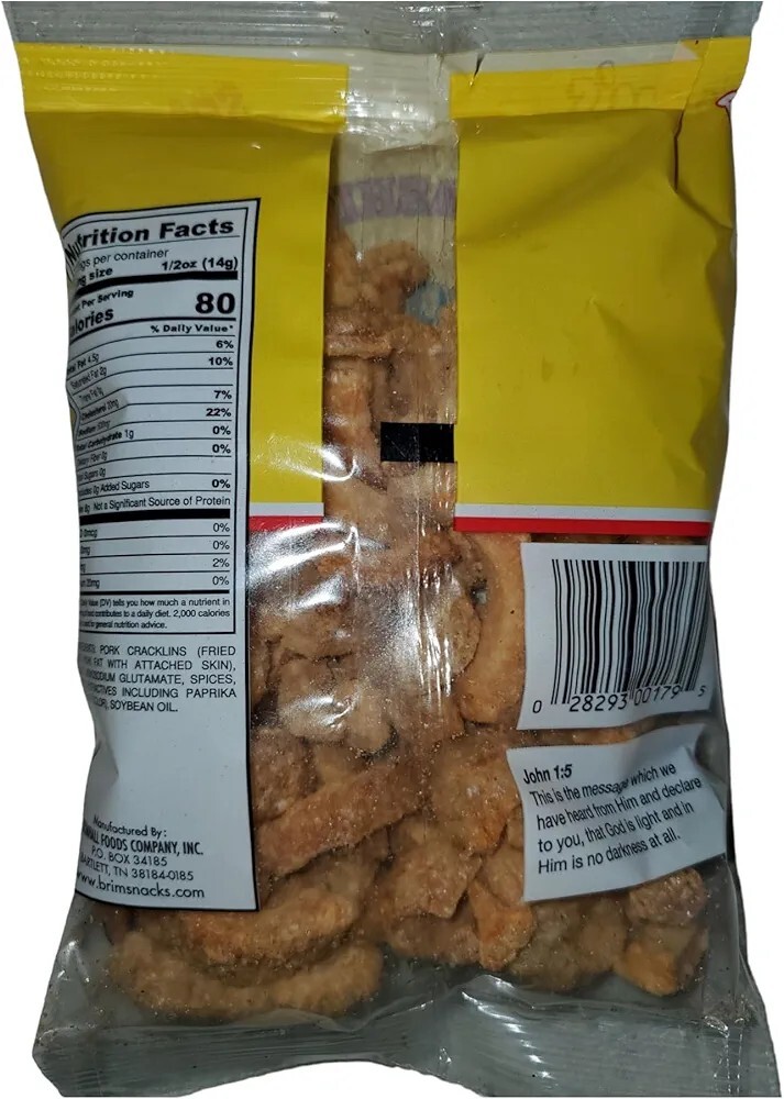 BRIM'S OLD-FASHIONED LIGHTLY SEASONED WITH RED PEPPER PORK CRACKLIN STRIPS 4pk. gallery