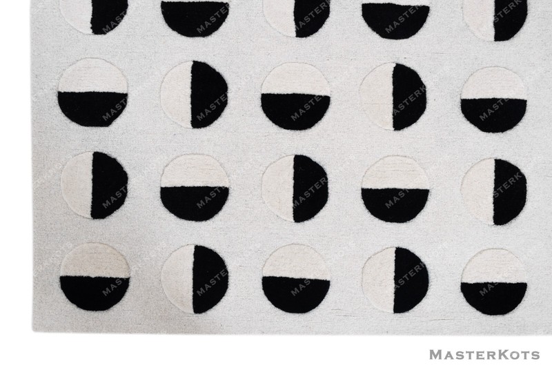 Lunar Eclipse Black & White Hand Tufted 100% Wool Soft Area Rug Carpet. gallery