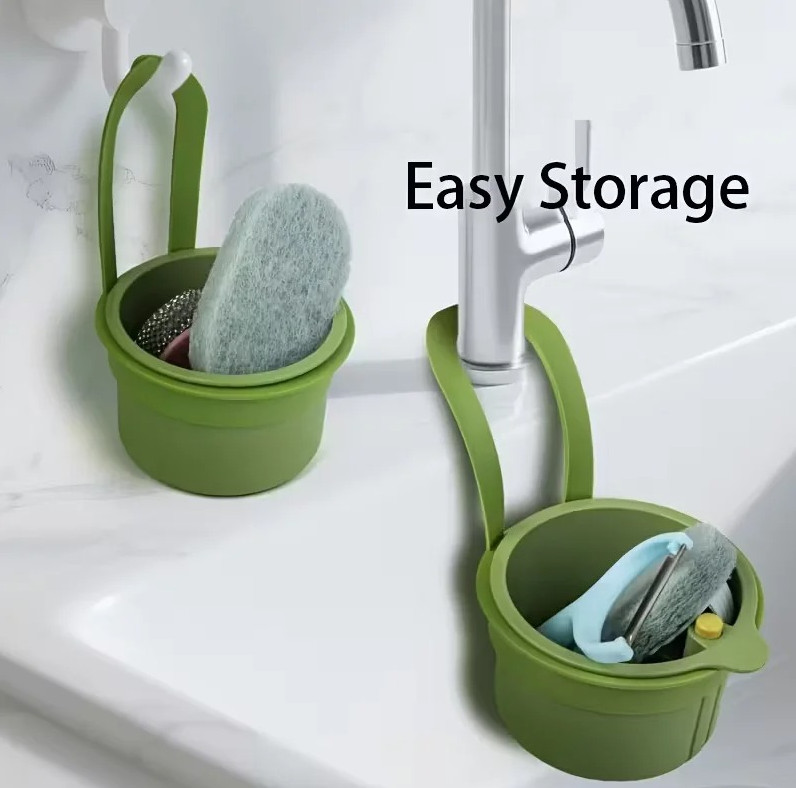 1pc Press Type Drain Basket Kitchen Sink Food Strainer Organizer - NEW gallery