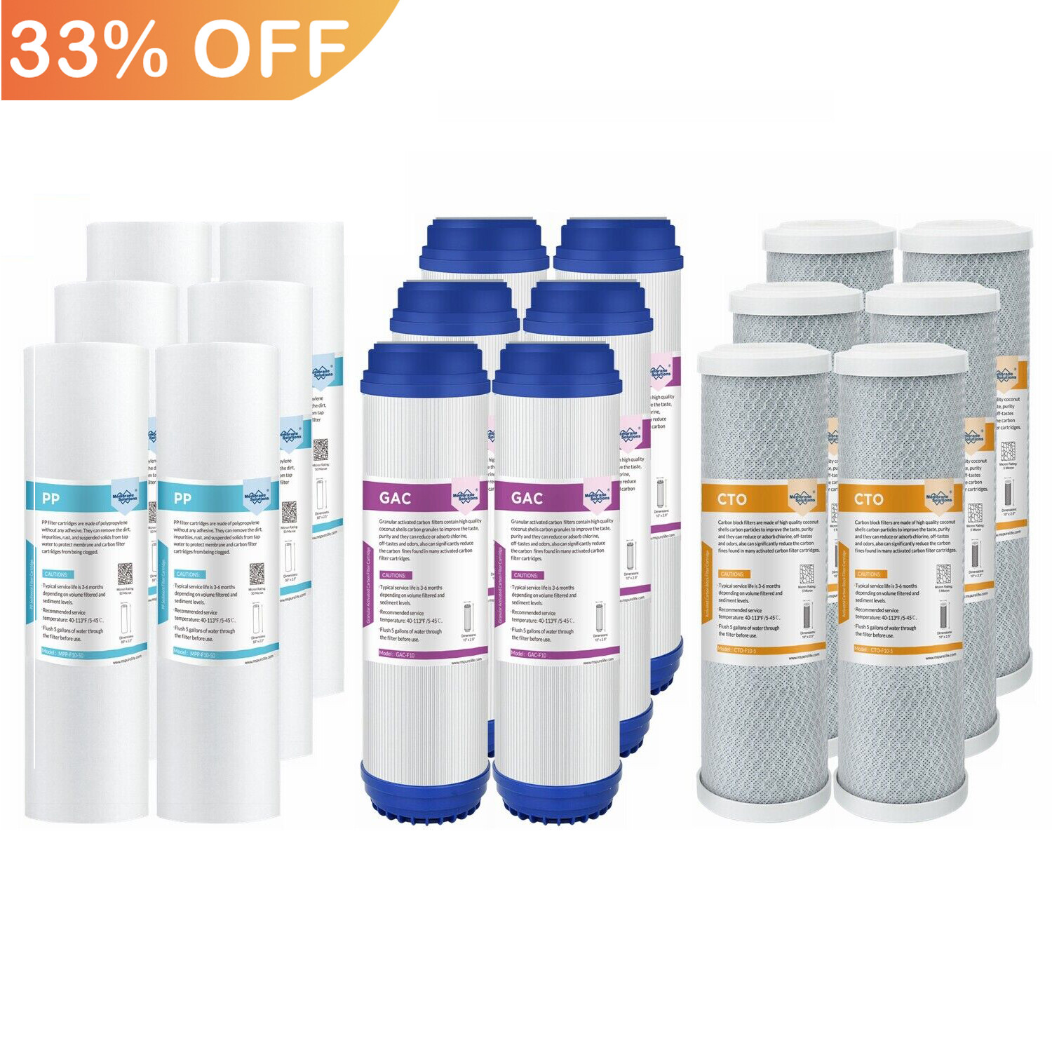 3-Stage Reverse Osmosis RO Sediment GAC Water Filter Replacement Cartridges Set gallery