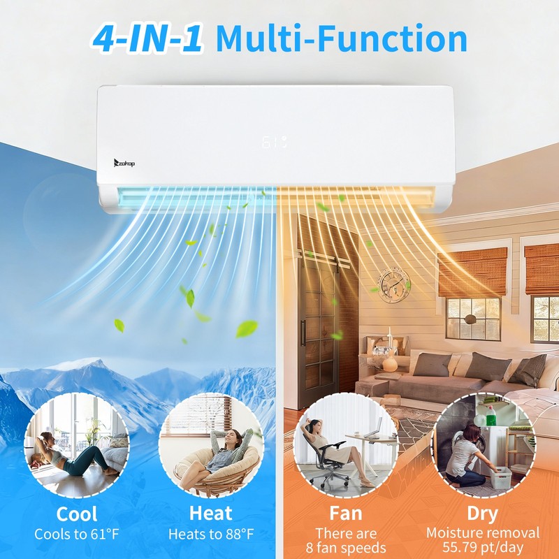 3 Zone 28000 BTU AC Ductless Mini Split Air Conditioner Inverter Heat Pump 9+9+9 gallery