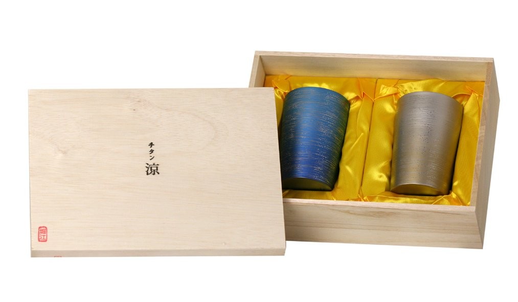 HORIE Titanium Double Tumbler Toki Silver 270ml & Blue 270ml Japan Gift New gallery