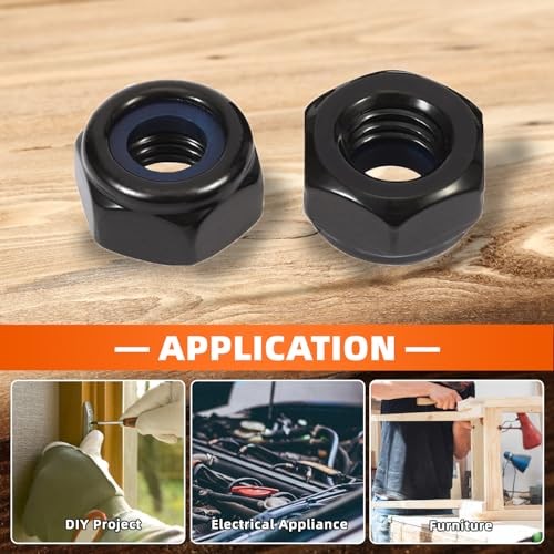 Nylon Insert Hex Lock Nuts Locknuts, 304 Stainless Steel 18-8 1/4-20 25 Black gallery