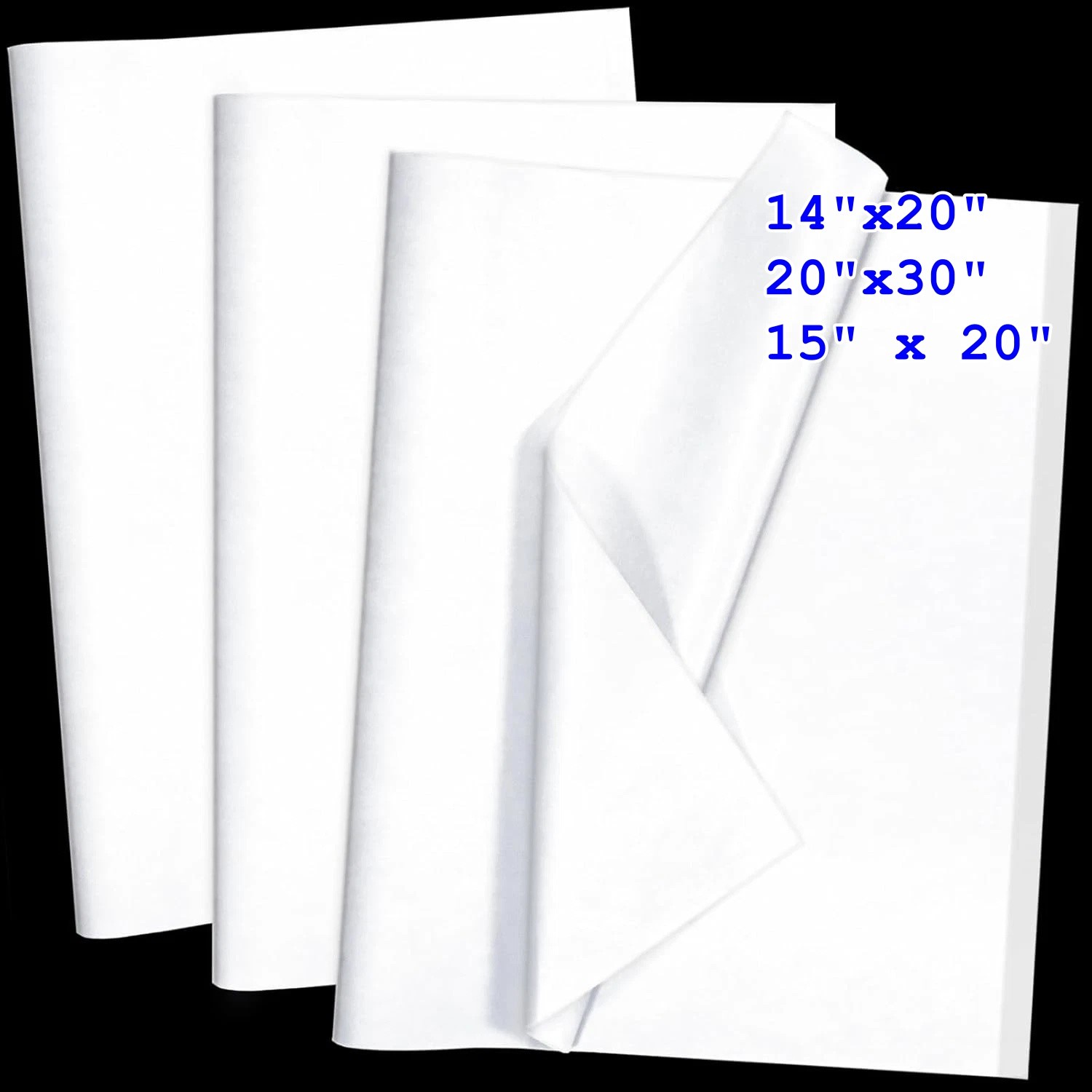 500 Sheets White Tissue Paper Bulk Multi-Size Acid-Free for Shipping Void Fill gallery