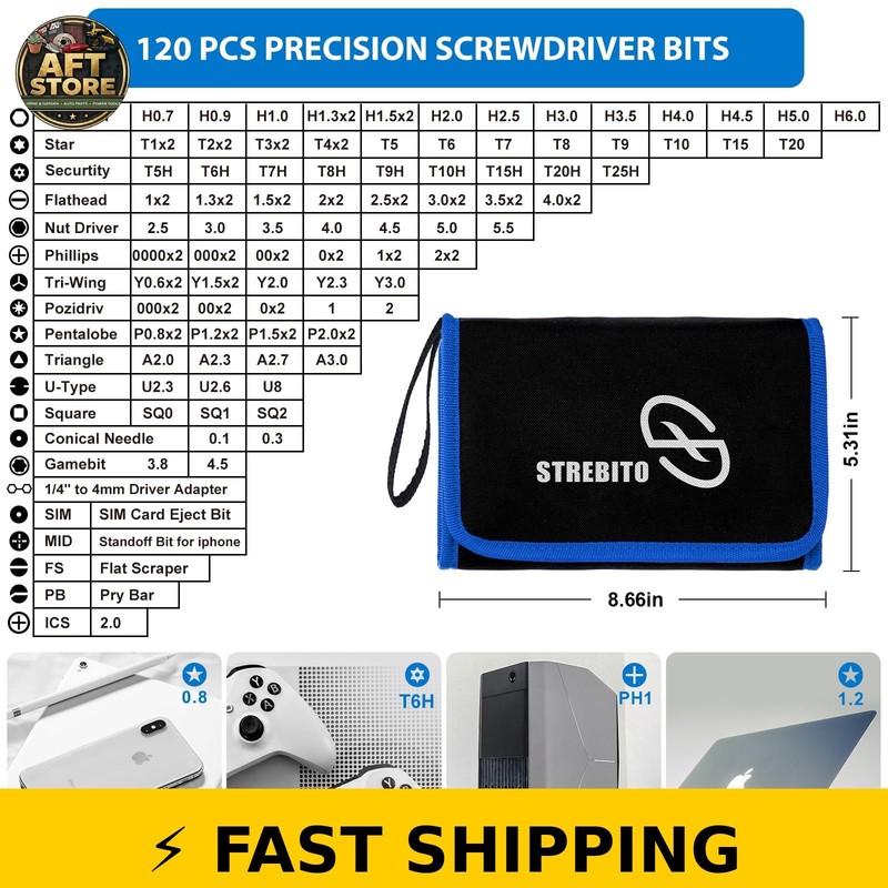 STREBITO 142-Piece Precision Screwdriver Set with 120 Bits gallery