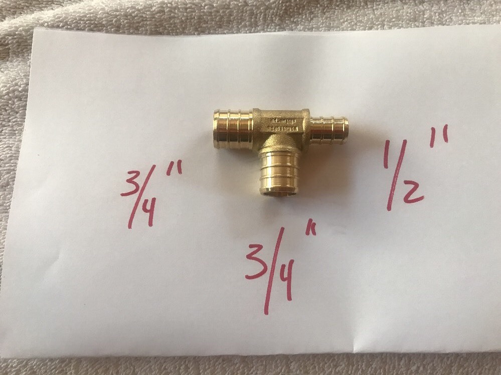 10 - 3/4" End & Middle X 1/2" End PEX Brass Crimp On reducer Tees Fittings gallery