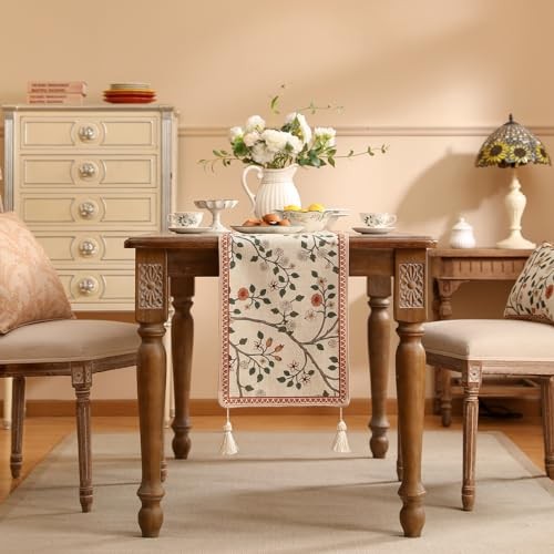 Designer Elegant Linen Table Runner 102 Inches, Farmhouse 12X102 Inches Flora a gallery