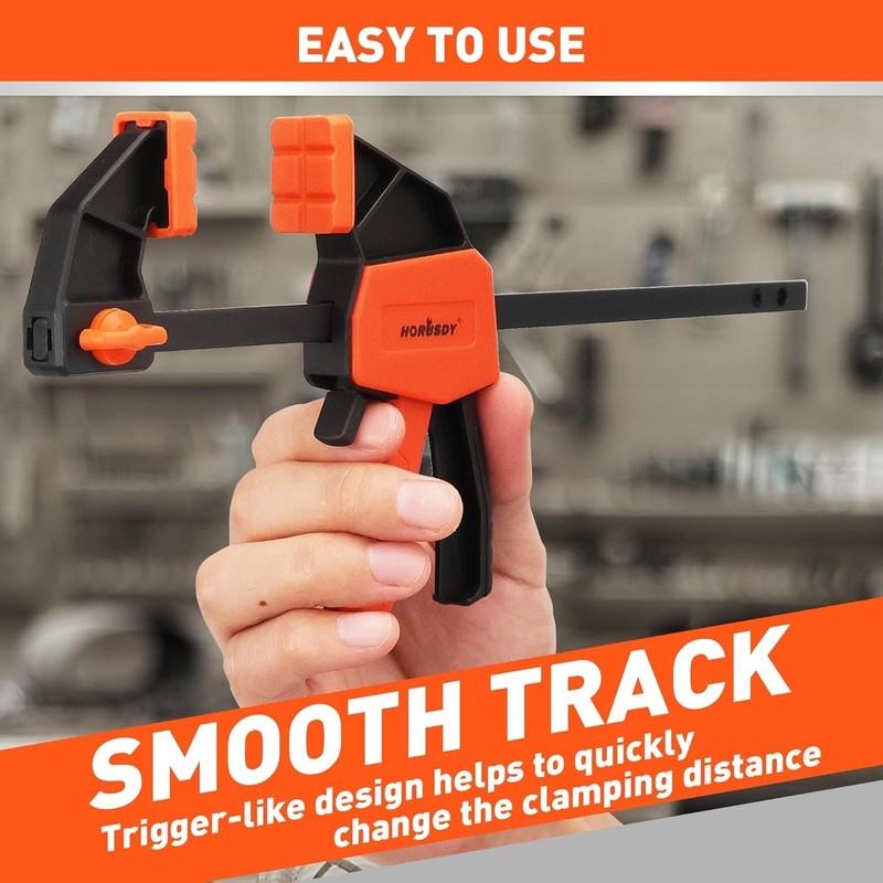 Quick-Adjust 6in Bar Clamps - 2 Pack with 75 lbs Load Capacity for Woodwork gallery