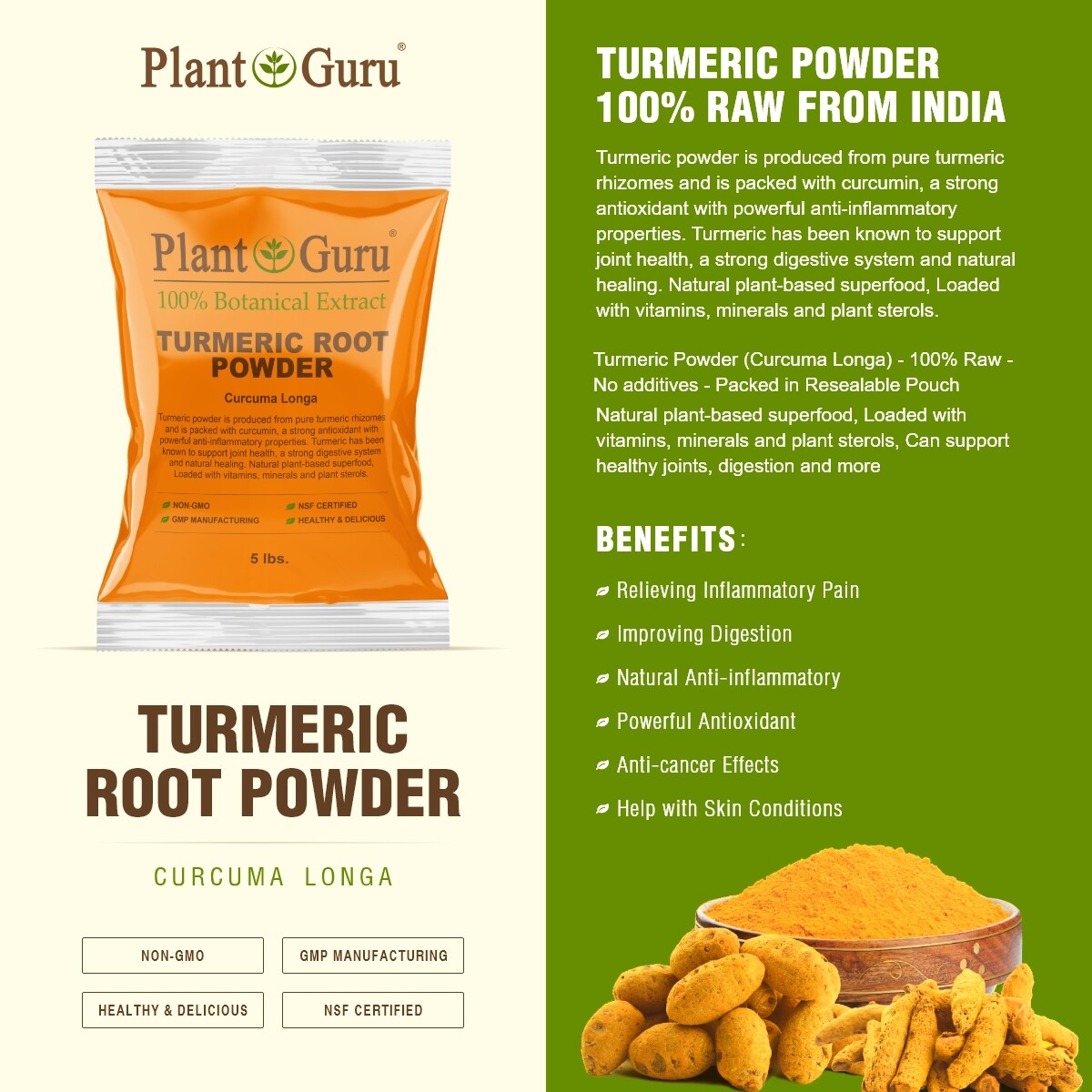 Turmeric Root Powder 2.5 lb Jar Curcumin Curcuma Longa 2 1/2lb Bulk Spice gallery