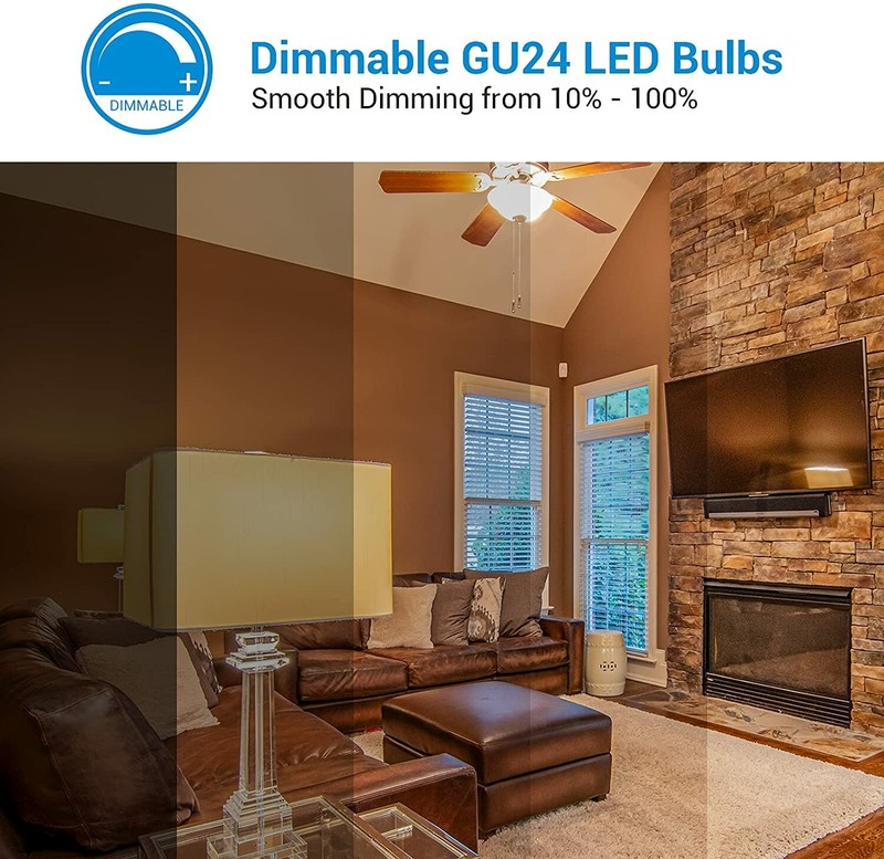 DEWENWILS 2Prong Light Bulbs Dimmable GU24 LED Light Bulb 2700K Warm White 4Pack gallery