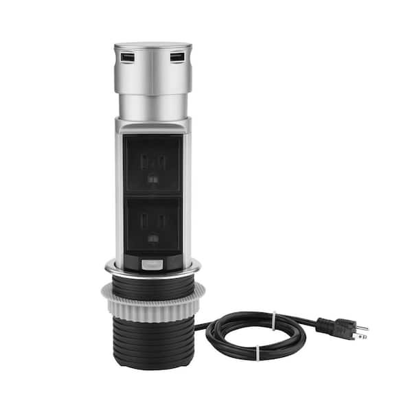 Link2Home Space Saver Pop Up-Outlet 2 Power Outlets, 2 USB - Overload Protection gallery