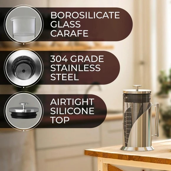 Cold Brew Coffee Maker Cafe du Chateau 34 oz Capacity 304 Grade Stainless Steel gallery