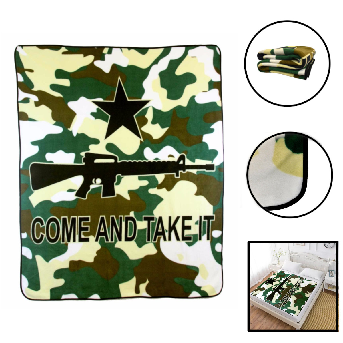 Come and Take it Blanket Rifle Blanket Camouflage Camo Political Gun Rights gallery