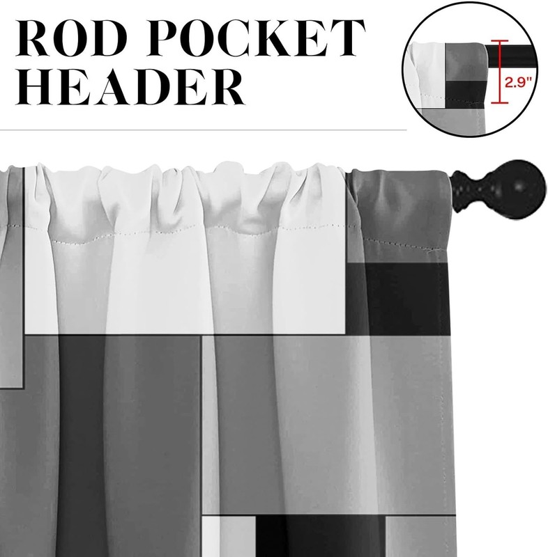 Black White Gray Kitchen Window Curtains Valance and Tier Set 36 Inch, Dark G... gallery