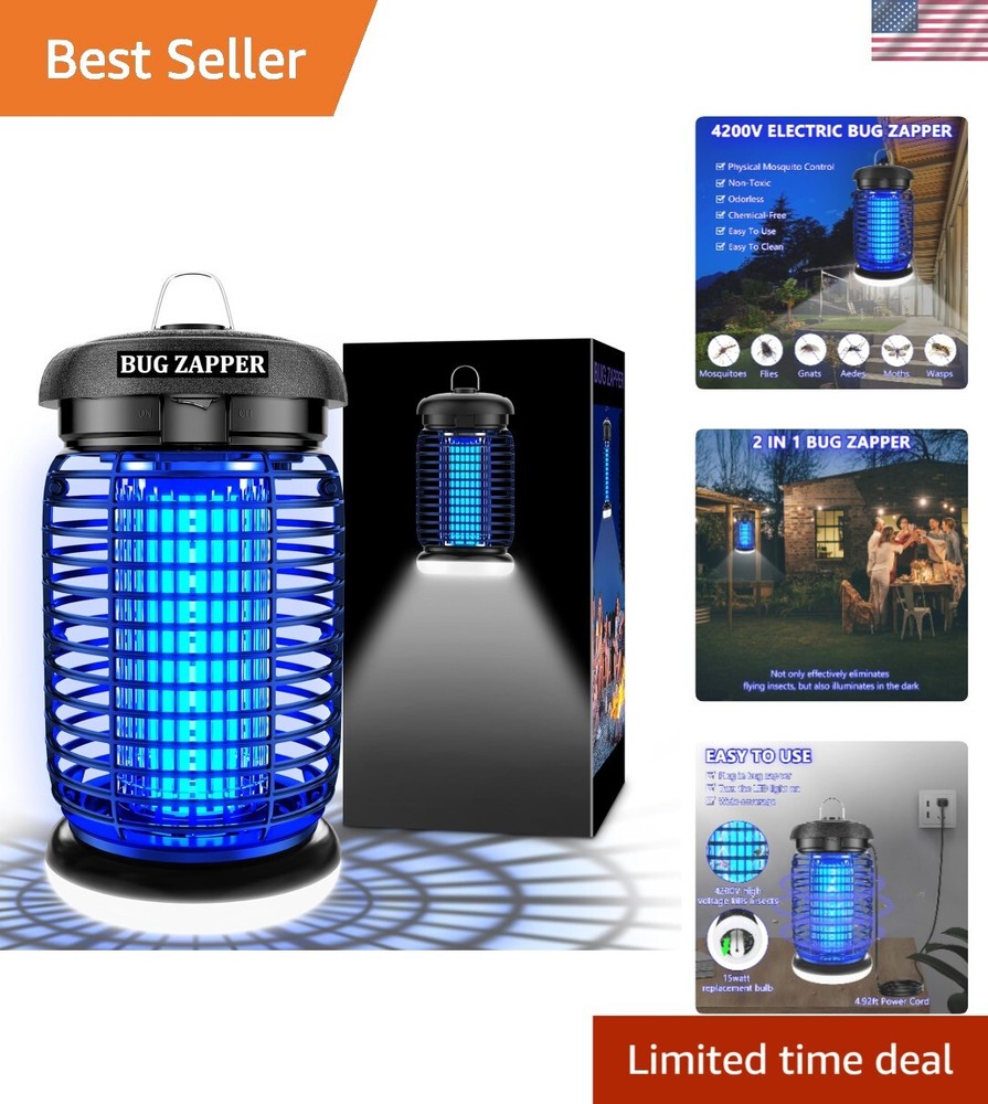 Durable Electric Bug Zapper Indoors & Outdoors - Wide Coverage 1500 sq ft